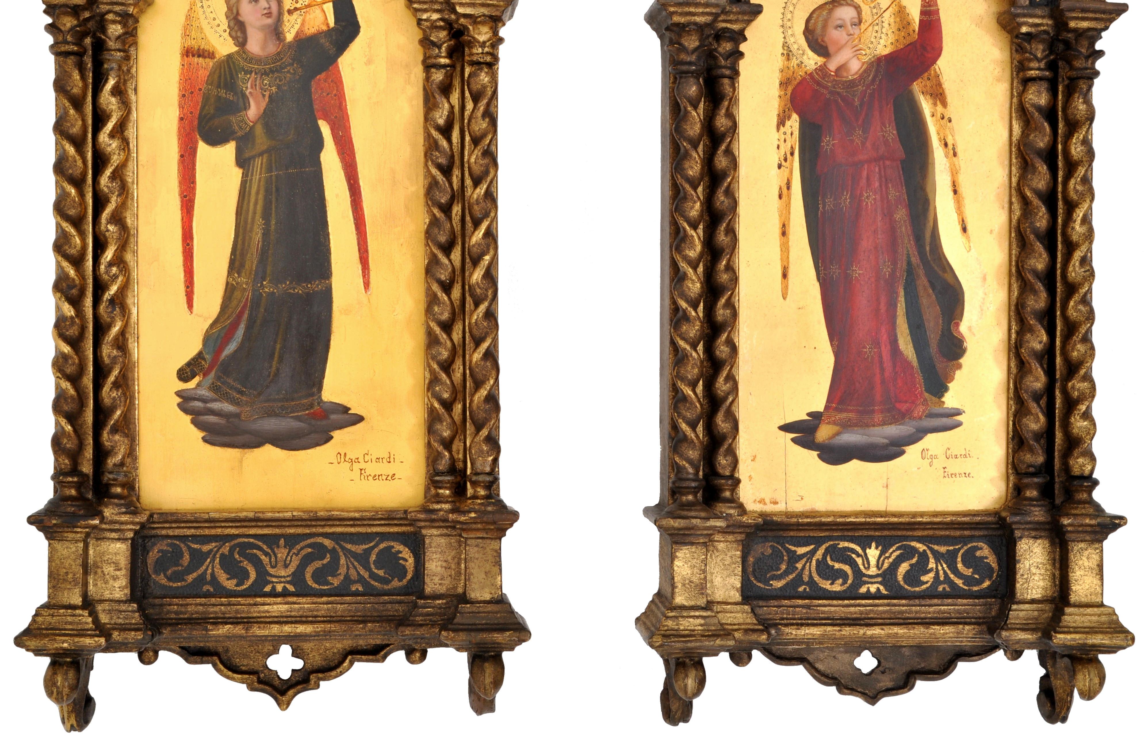 Antique 19thC. Italian Florentine Painted Gothic Renaissance Panels Olga Ciardi 4