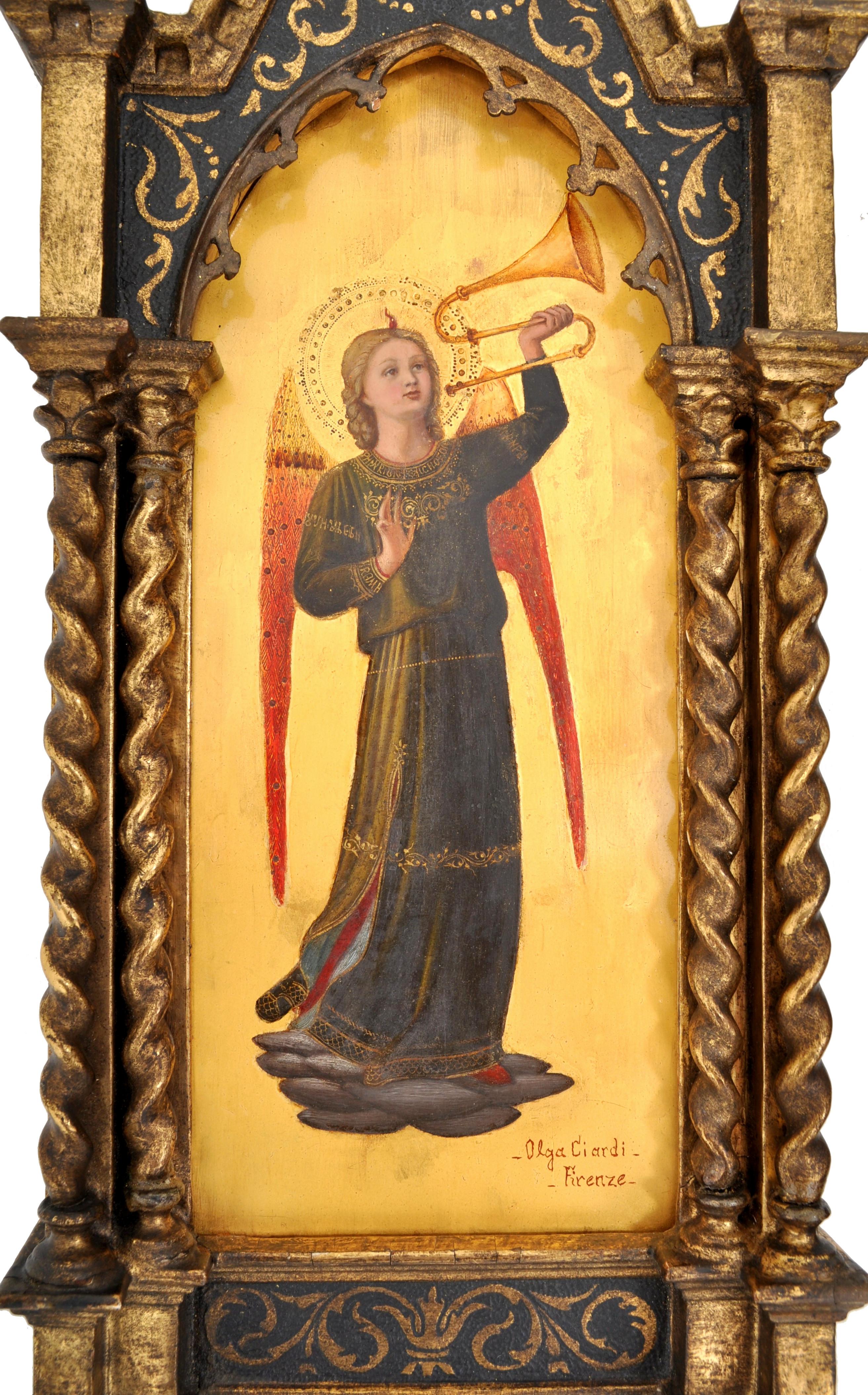 Antique 19thC. Italian Florentine Painted Gothic Renaissance Panels Olga Ciardi 5