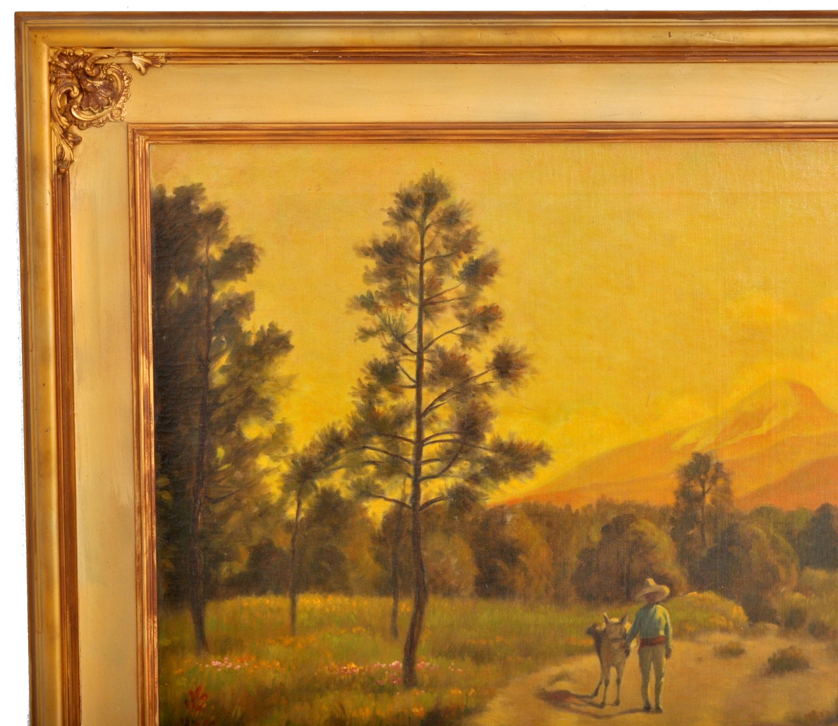 Ancienne huile américaine sur toile de Charles Holloway - Paysage sud-américain, 1915 en vente 5