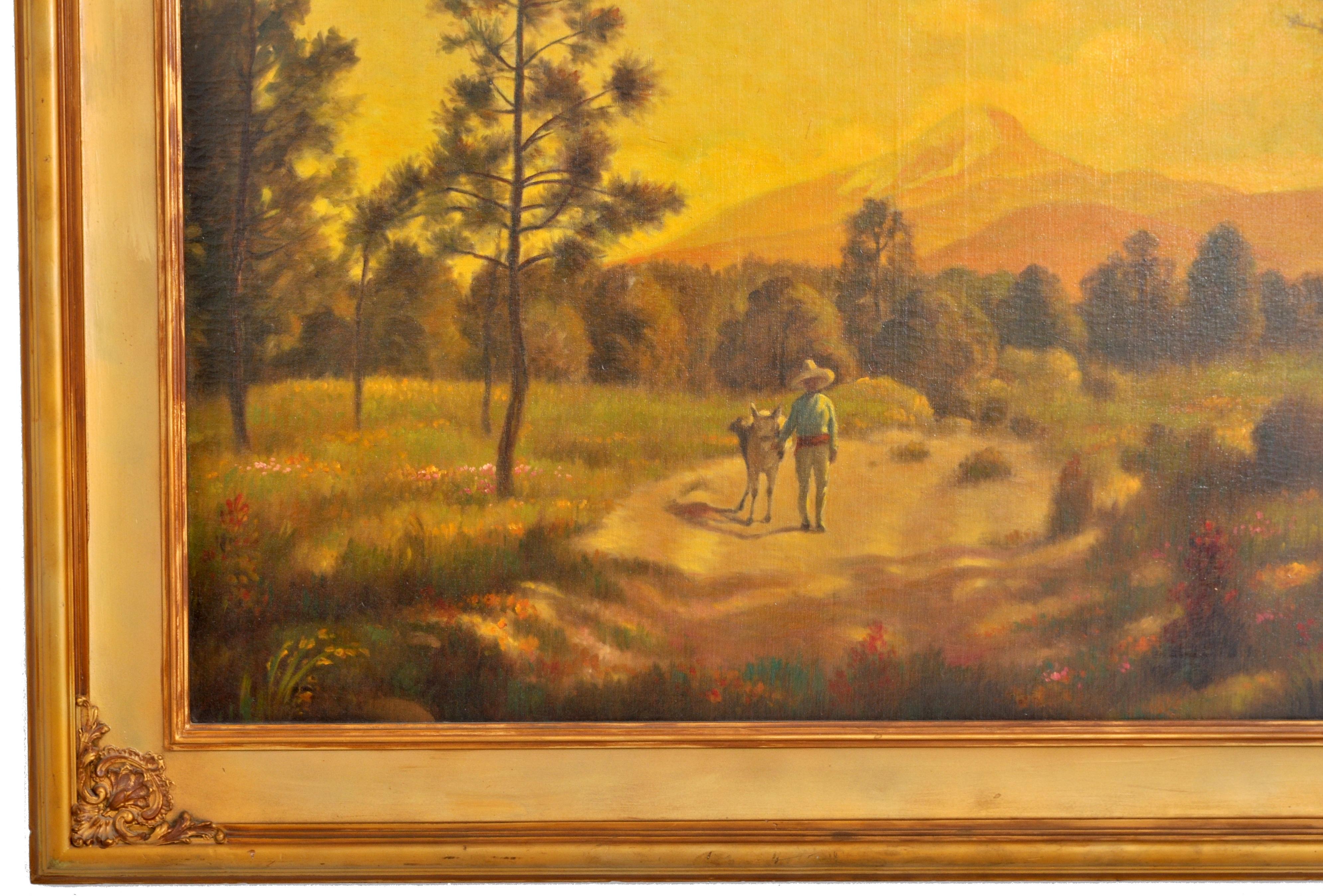 Antique American Oil on Canvas by Charles Holloway South American Landscape 1915 For Sale 5