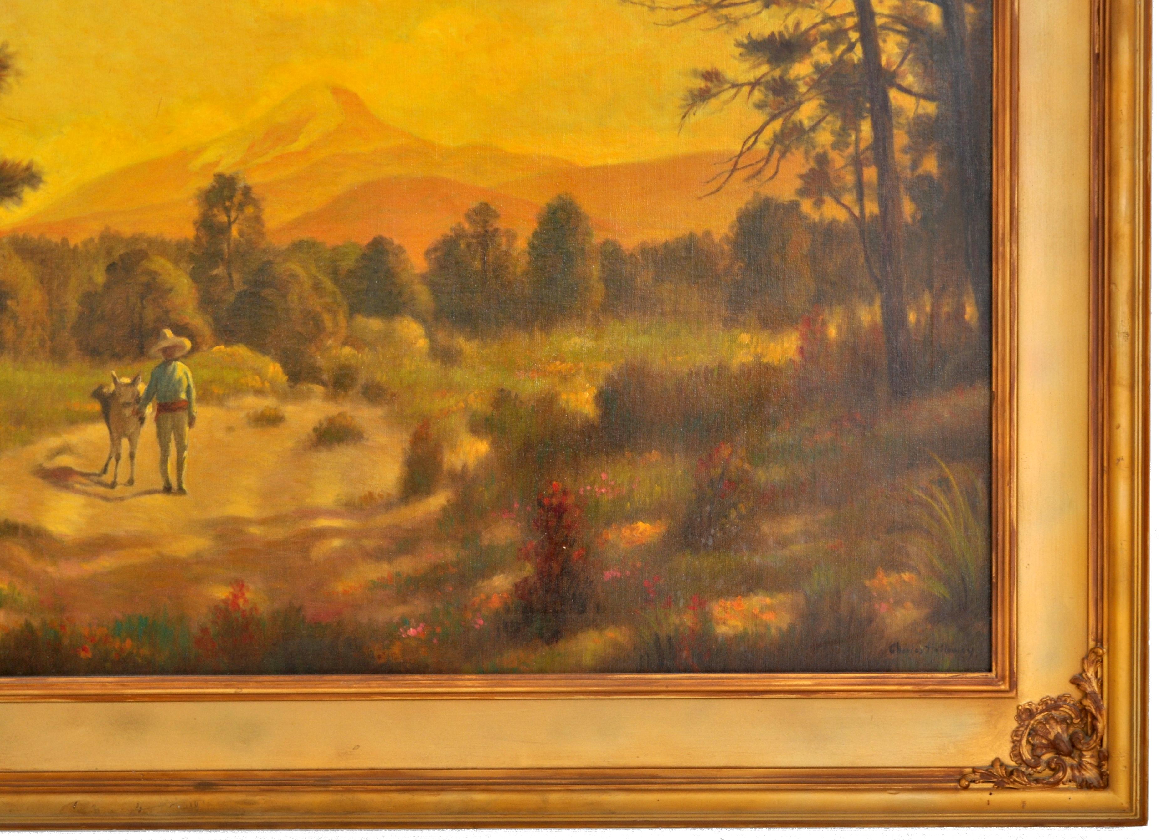 Antique American Oil on Canvas by Charles Holloway South American Landscape 1915 For Sale 6