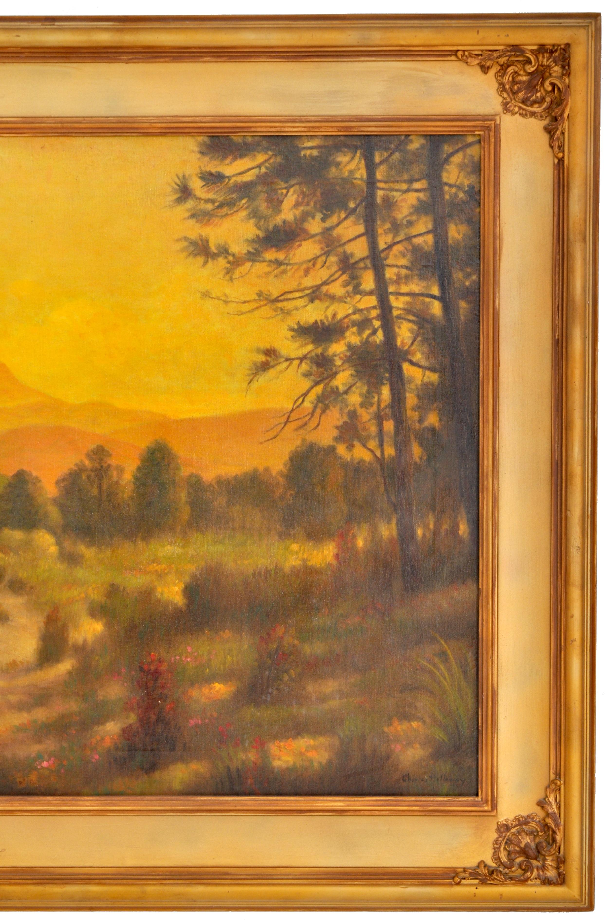 Ancienne huile américaine sur toile de Charles Holloway - Paysage sud-américain, 1915 en vente 4