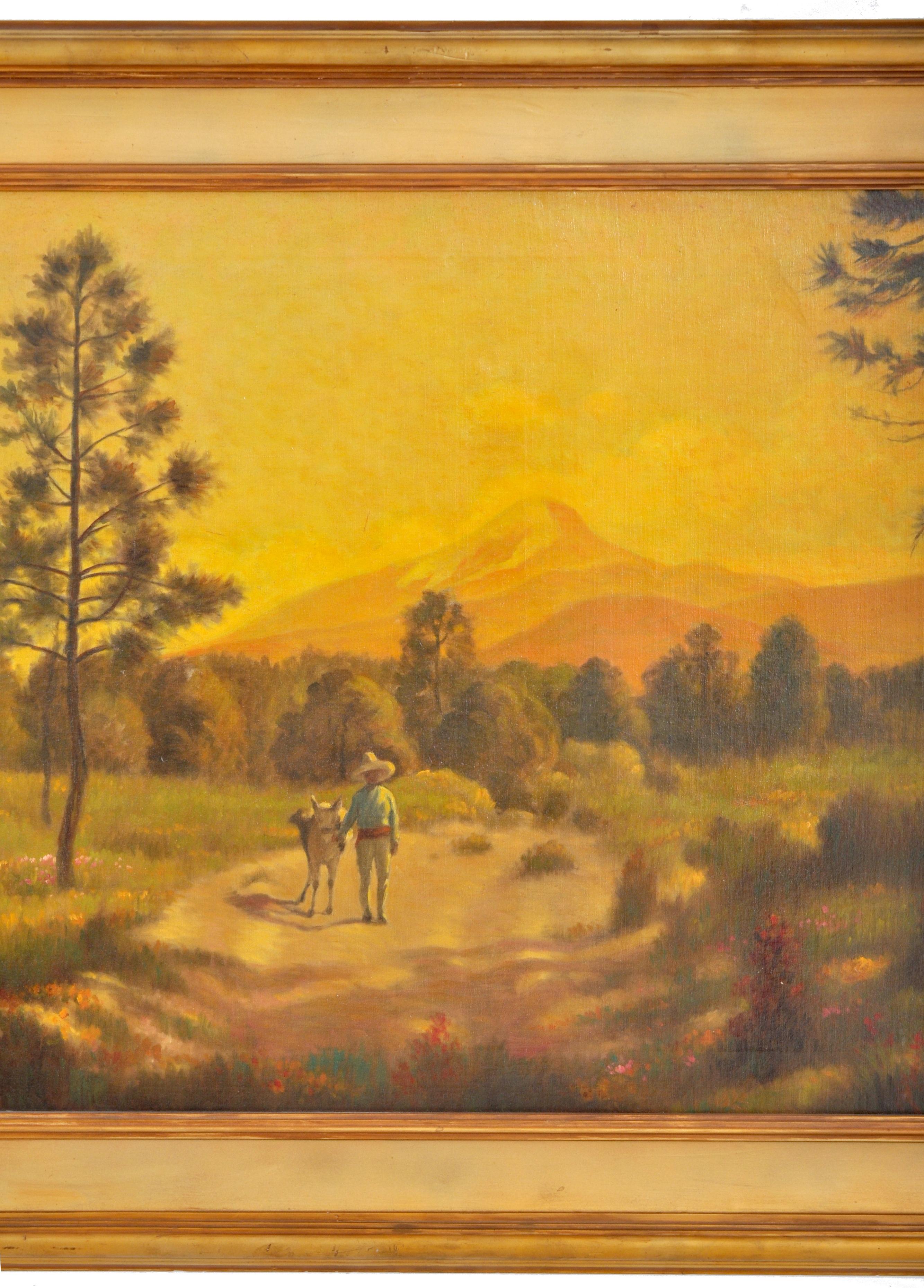 Ancienne huile américaine sur toile de Charles Holloway - Paysage sud-américain, 1915 en vente 3