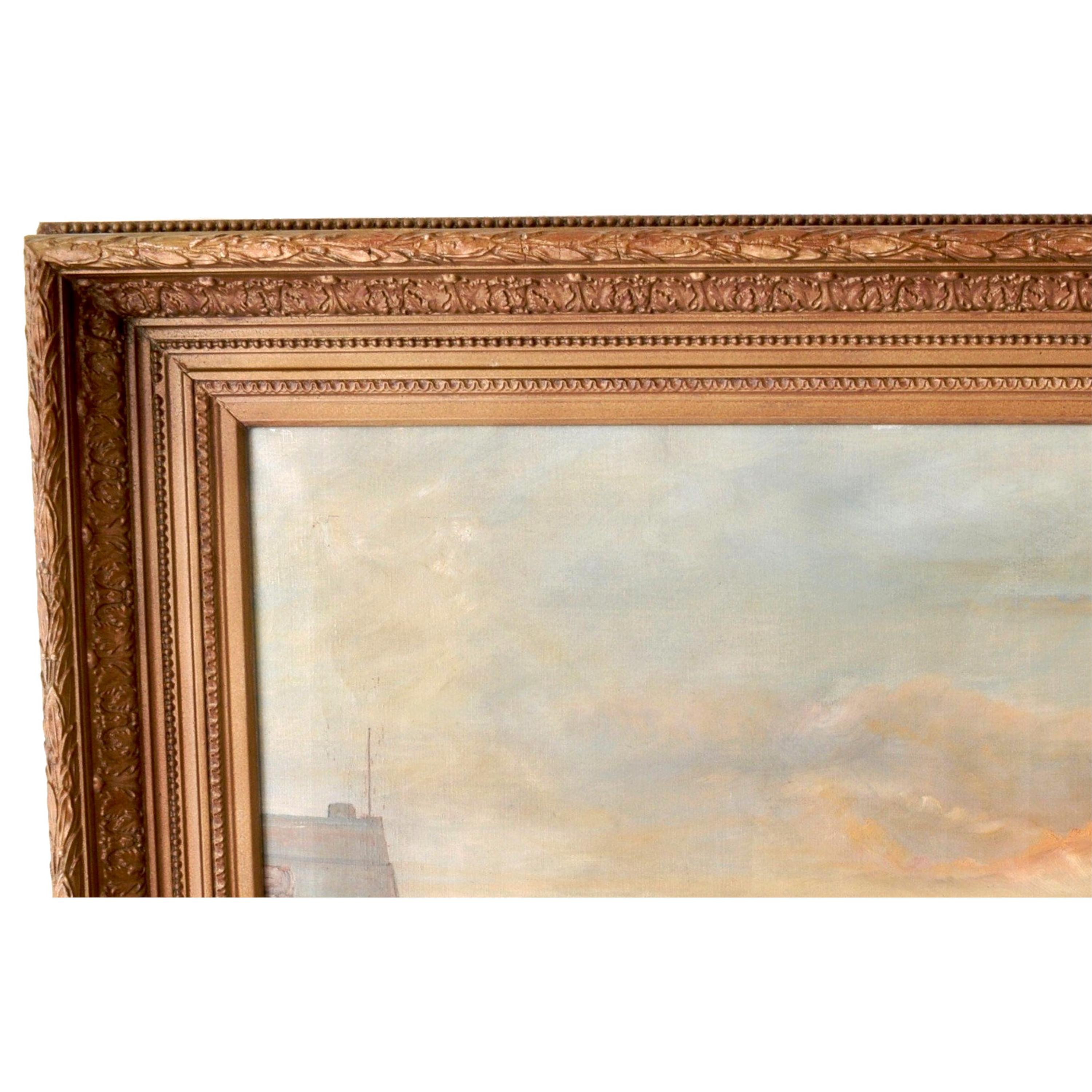 Antique Oil on Canvas Seascape Maritime Ships Painting by William Turner Davey For Sale 5