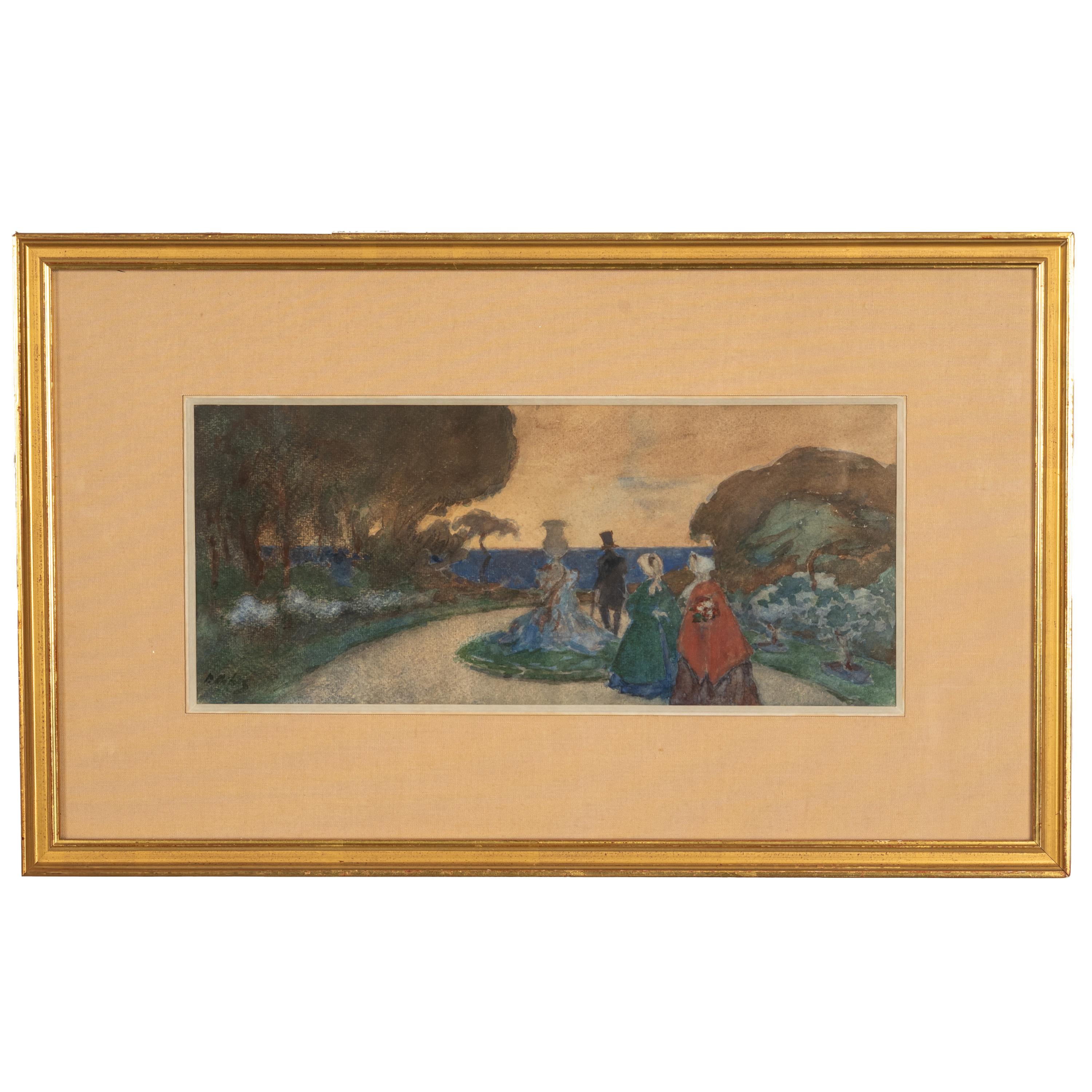 Russisch Französisch Impressionist Aquarell Gouache Figurative Landschaft Gemälde