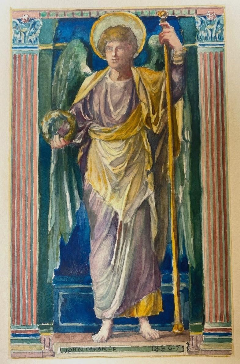 American Watercolor Angel Painting Stained Glass John La Farge New York 1886 For Sale 4