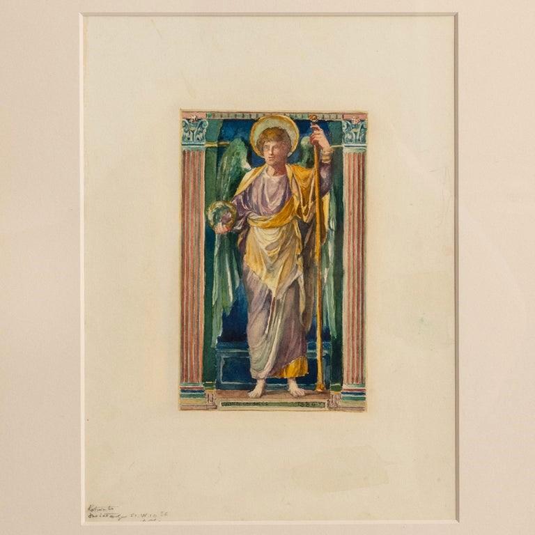 Aquarelle américaine - Peinture d'ange en verre teinté John La Farge New York 1886 en vente 1