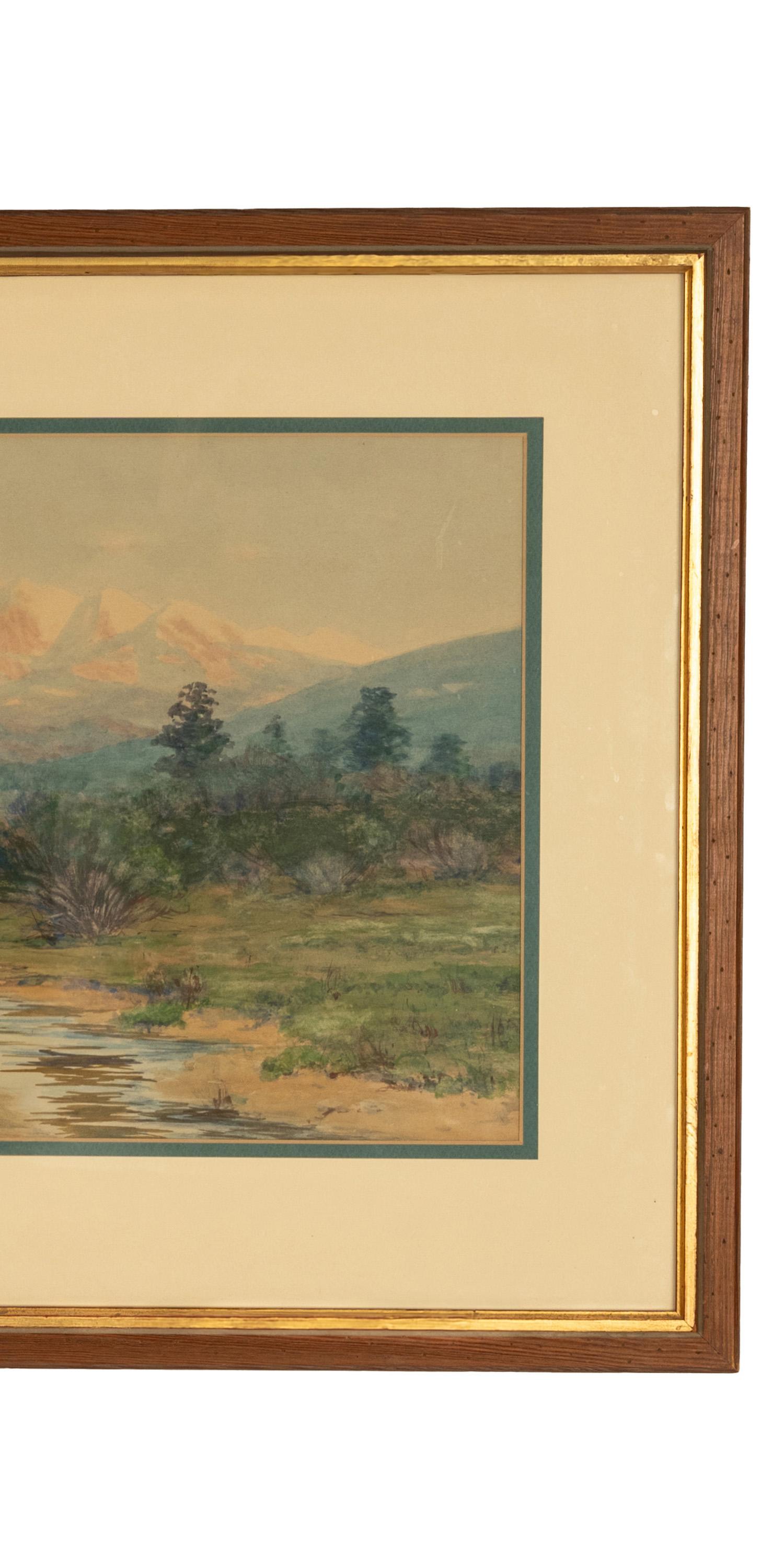 Un bellissimo dipinto impressionista americano ad acquerello e guazzo, 