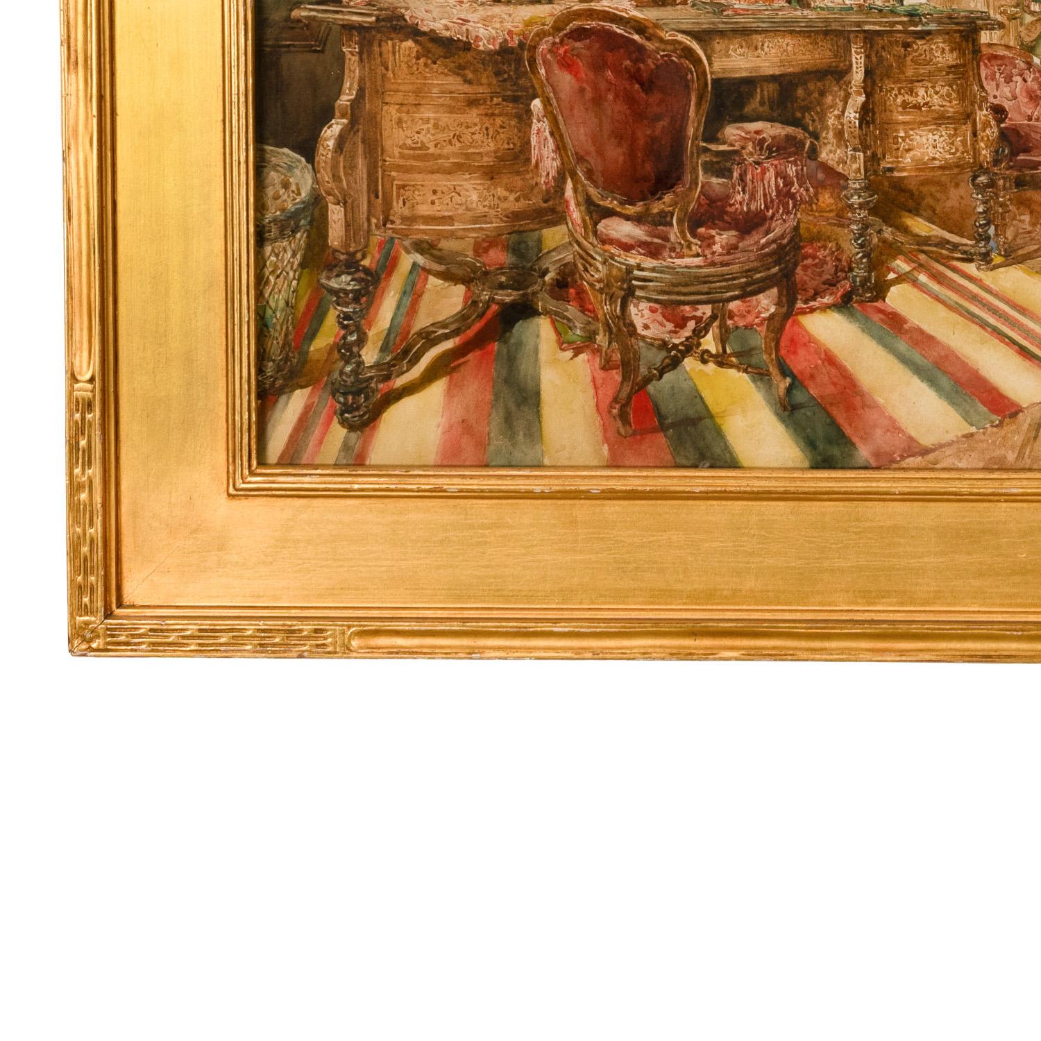 Pregevole acquerello italiano del XIX secolo che dipinge scene di interni romani del 1880 in vendita 6