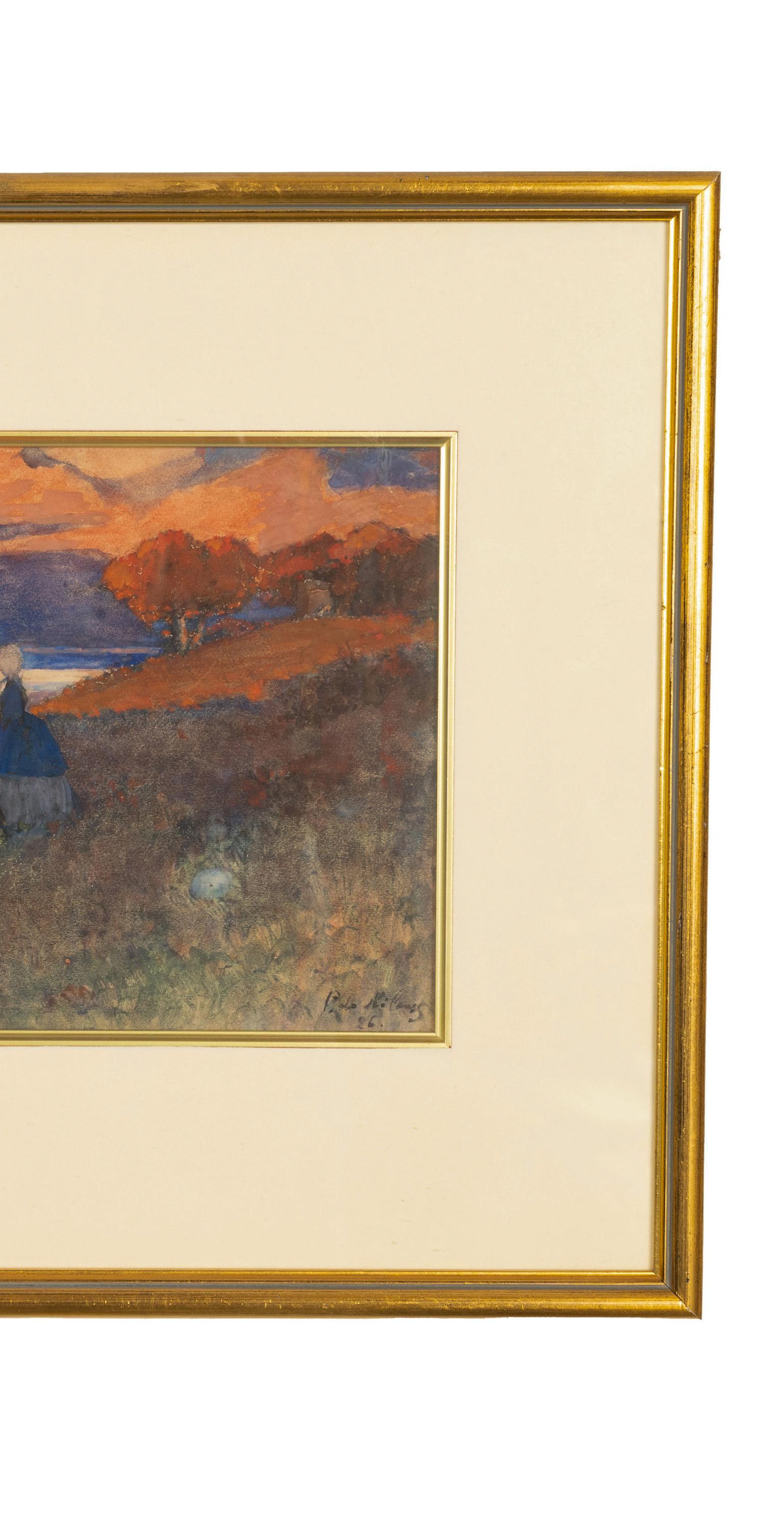 Bedeutendes russisch-französisches impressionistisches Gouache- und Aquarellgemälde von Pjotr Alexandrowitsch Nilus (Пётр Александрович Нилус auf Französisch Pierre Nilouss (1869- 1943), signiert und datiert 1926. Aquarell auf Papier. 

Nilus war