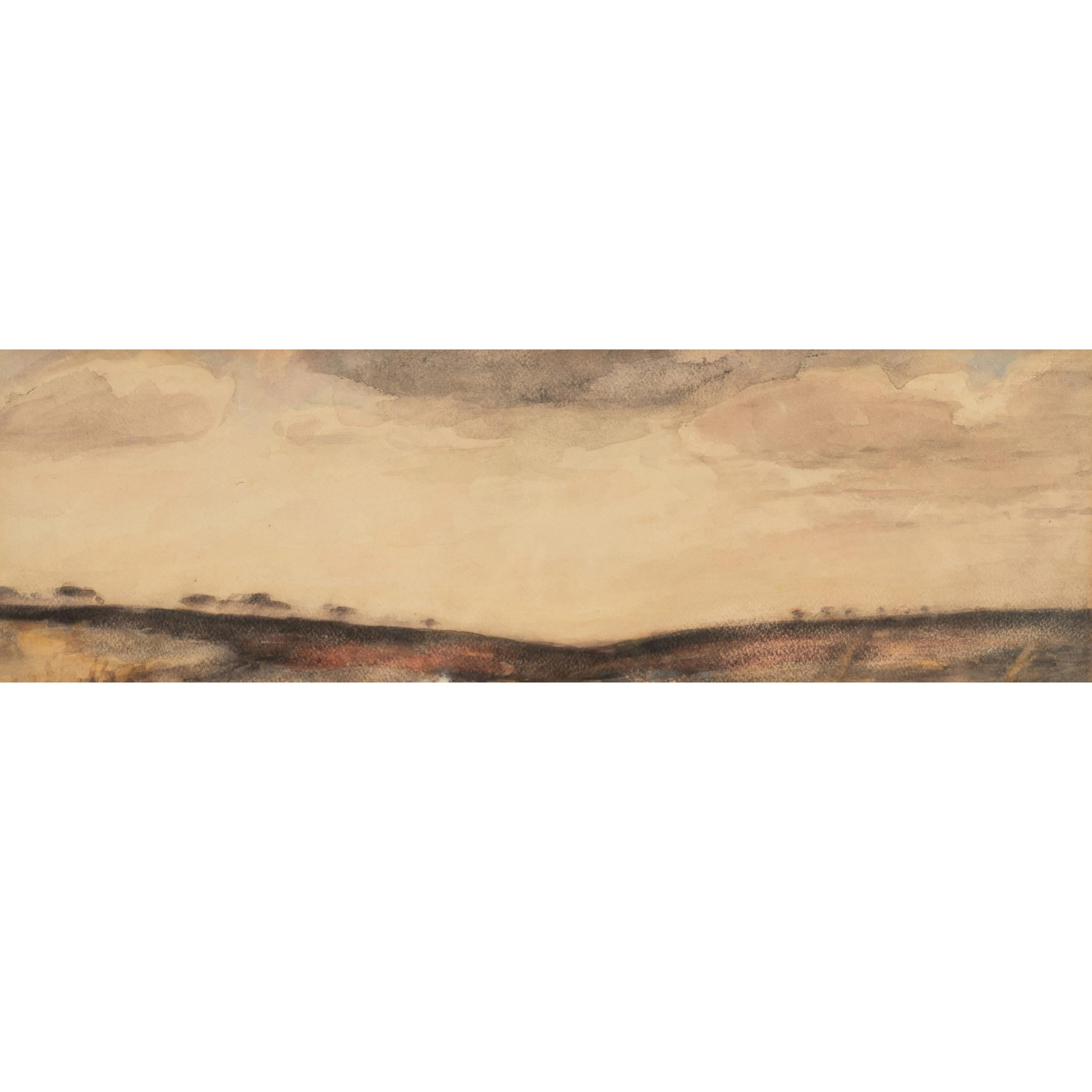 Russian French Impressionist Watercolor Gouache Landscape with Geese Painting For Sale 2