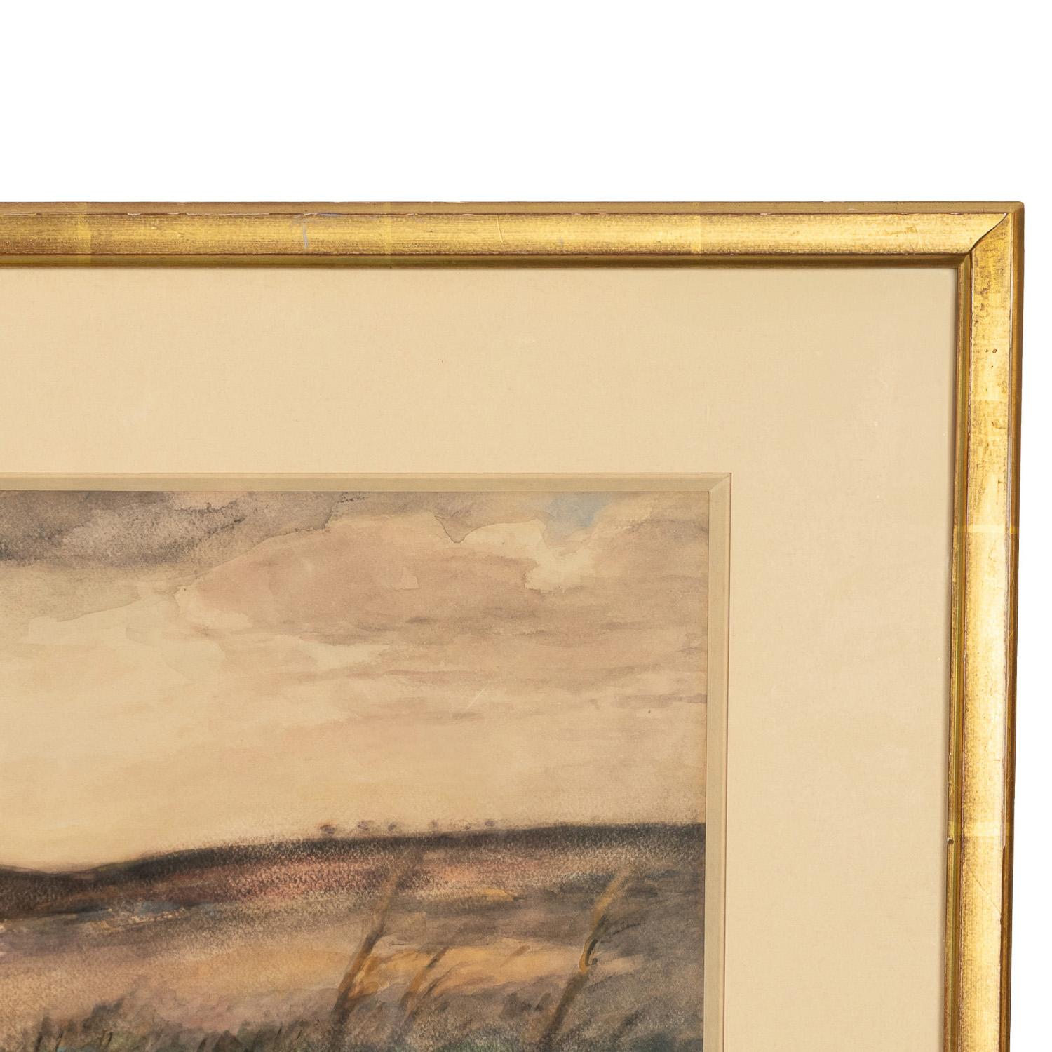 Russian French Impressionist Watercolor Gouache Landscape with Geese Painting For Sale 6