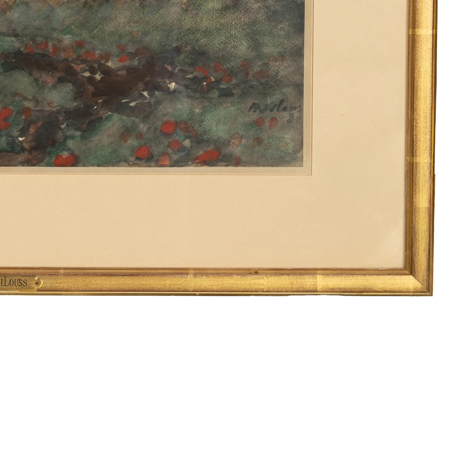Russian French Impressionist Watercolor Gouache Landscape with Geese Painting For Sale 8