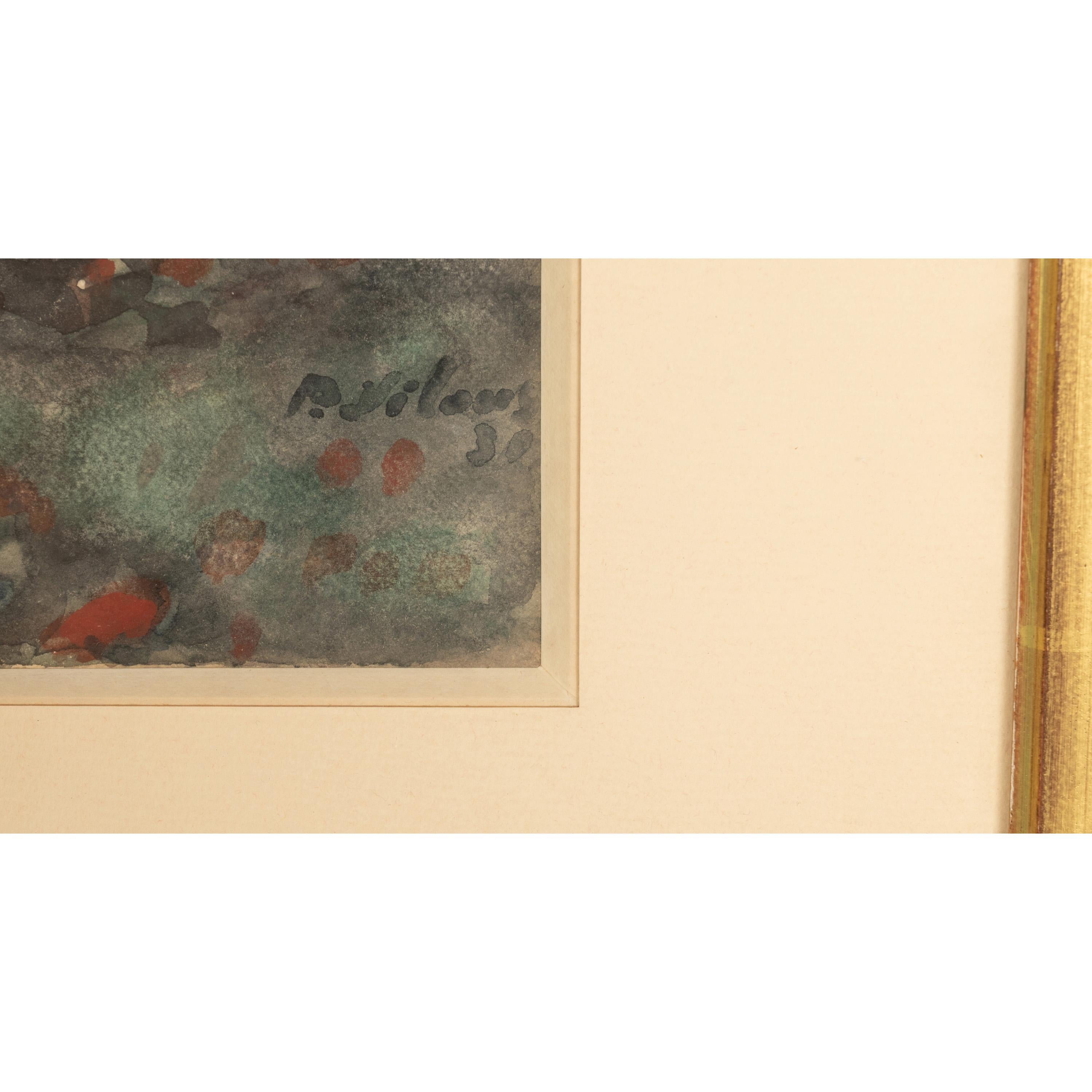 Russian French Impressionist Watercolor Gouache Landscape with Geese Painting For Sale 10