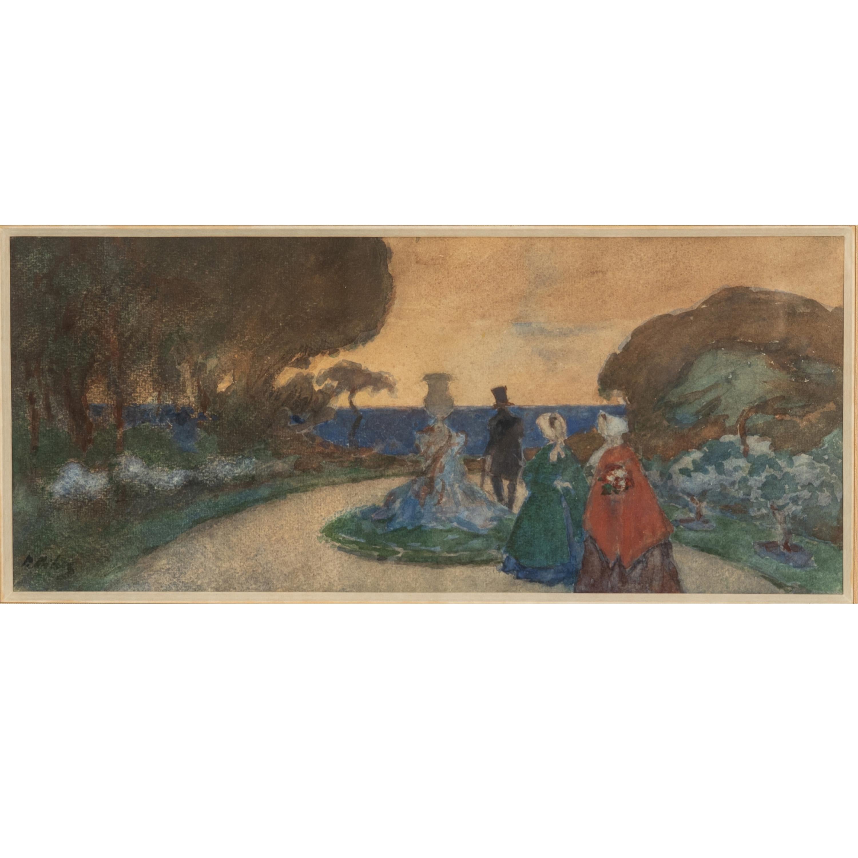 Pintura Paisaje Figurativo Acuarela Gouache Impresionista Francés Ruso - Figurative Art Marrón de Pyotr Alexandrovich Nilus
