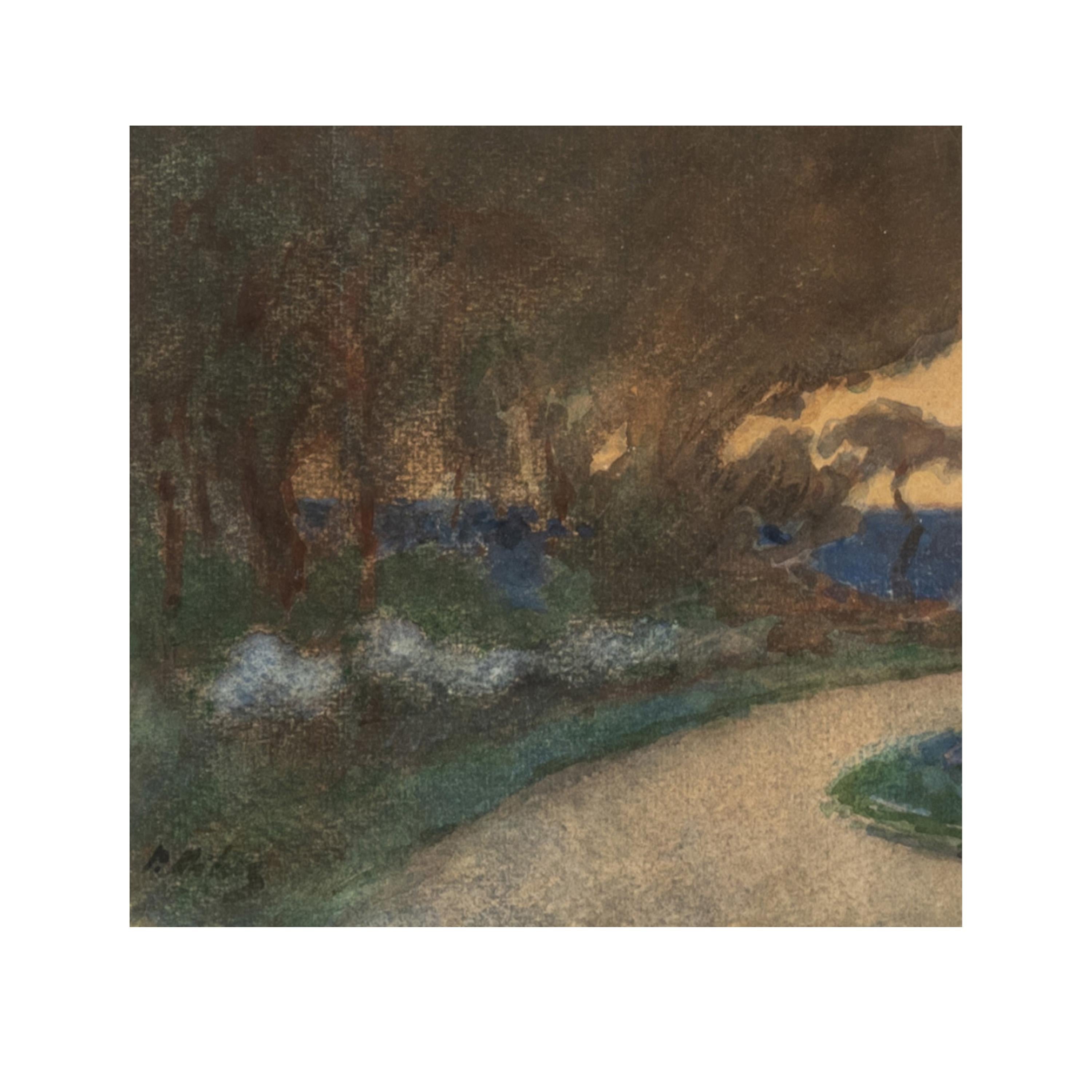 Pintura Paisaje Figurativo Acuarela Gouache Impresionista Francés Ruso en venta 2