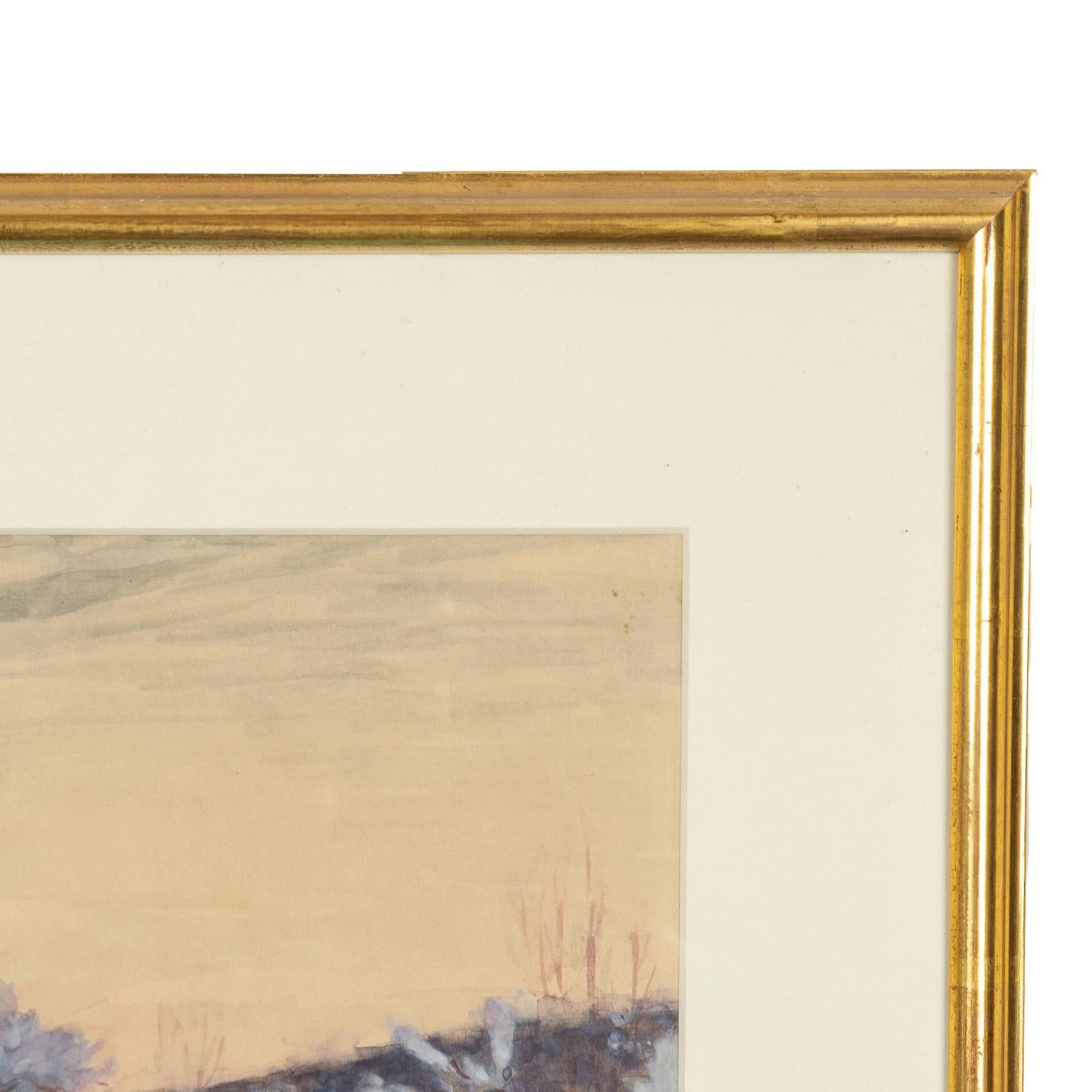 Antique French Impressionist Watercolor Gouache Landscape Painting (Pittura di paesaggio) in vendita 5