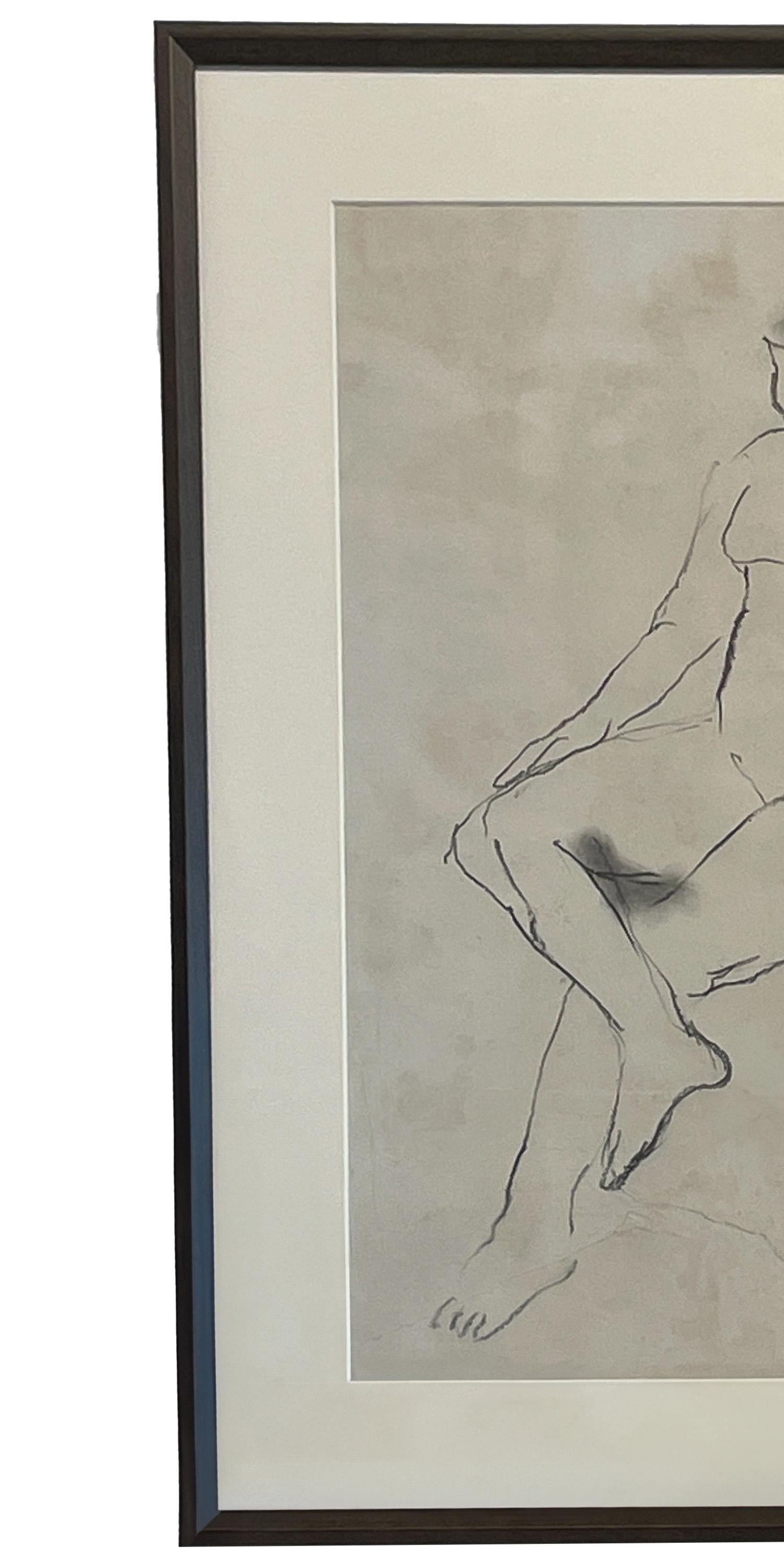 Dessin original signé et daté d'un nu féminin Expressionniste afro-américain - Beige Nude par Robert Colescott