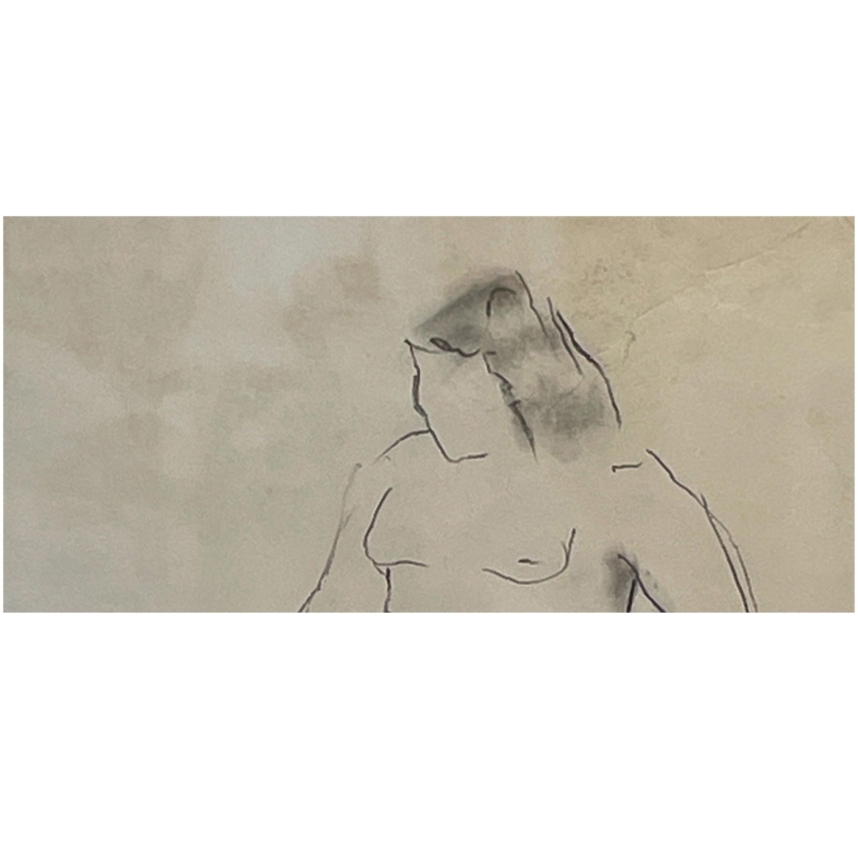 Dessin original signé et daté d'un nu féminin Expressionniste afro-américain en vente 1