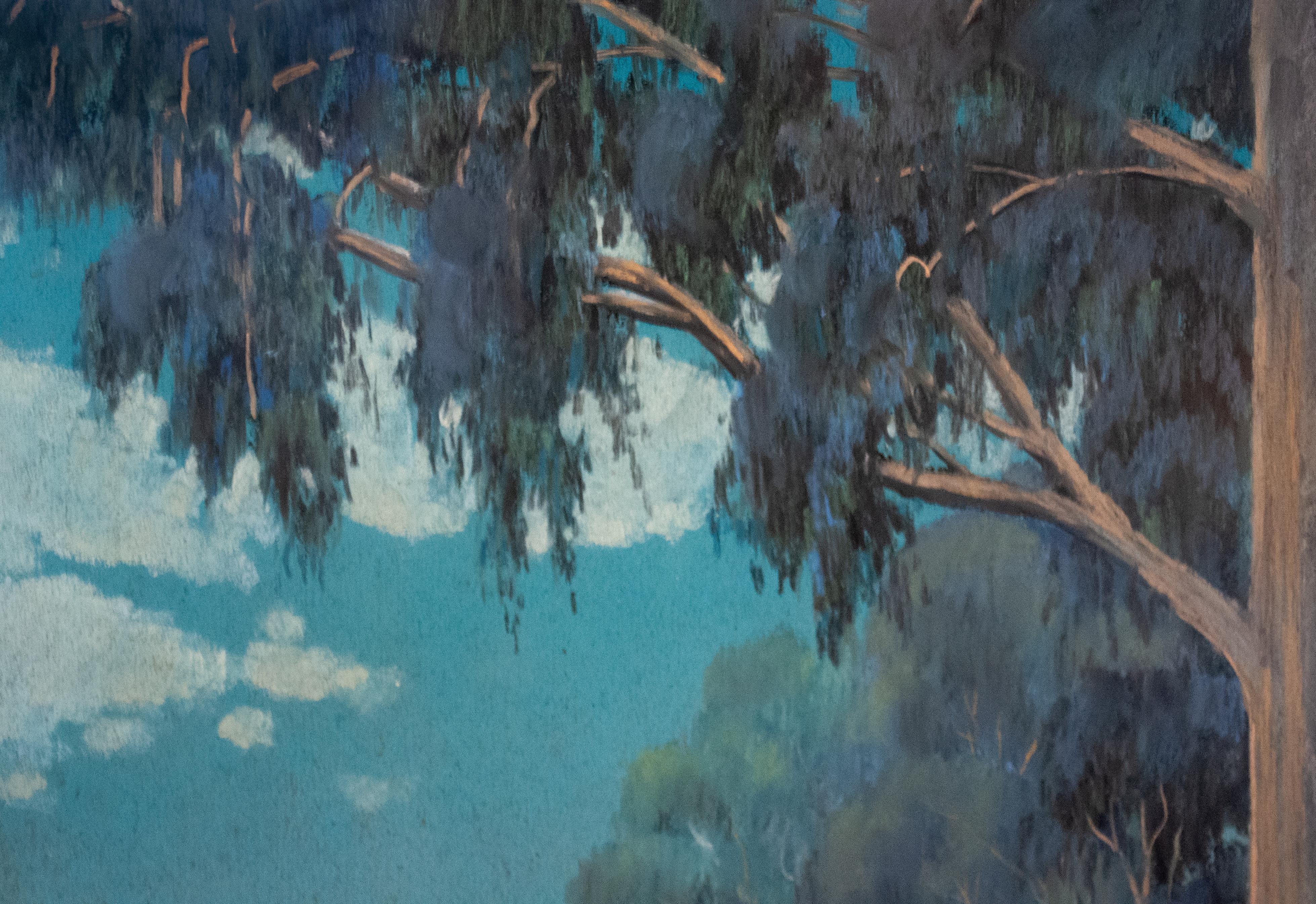 Antico dipinto di paesaggio a pastello impressionista americano Alameda California in vendita 6