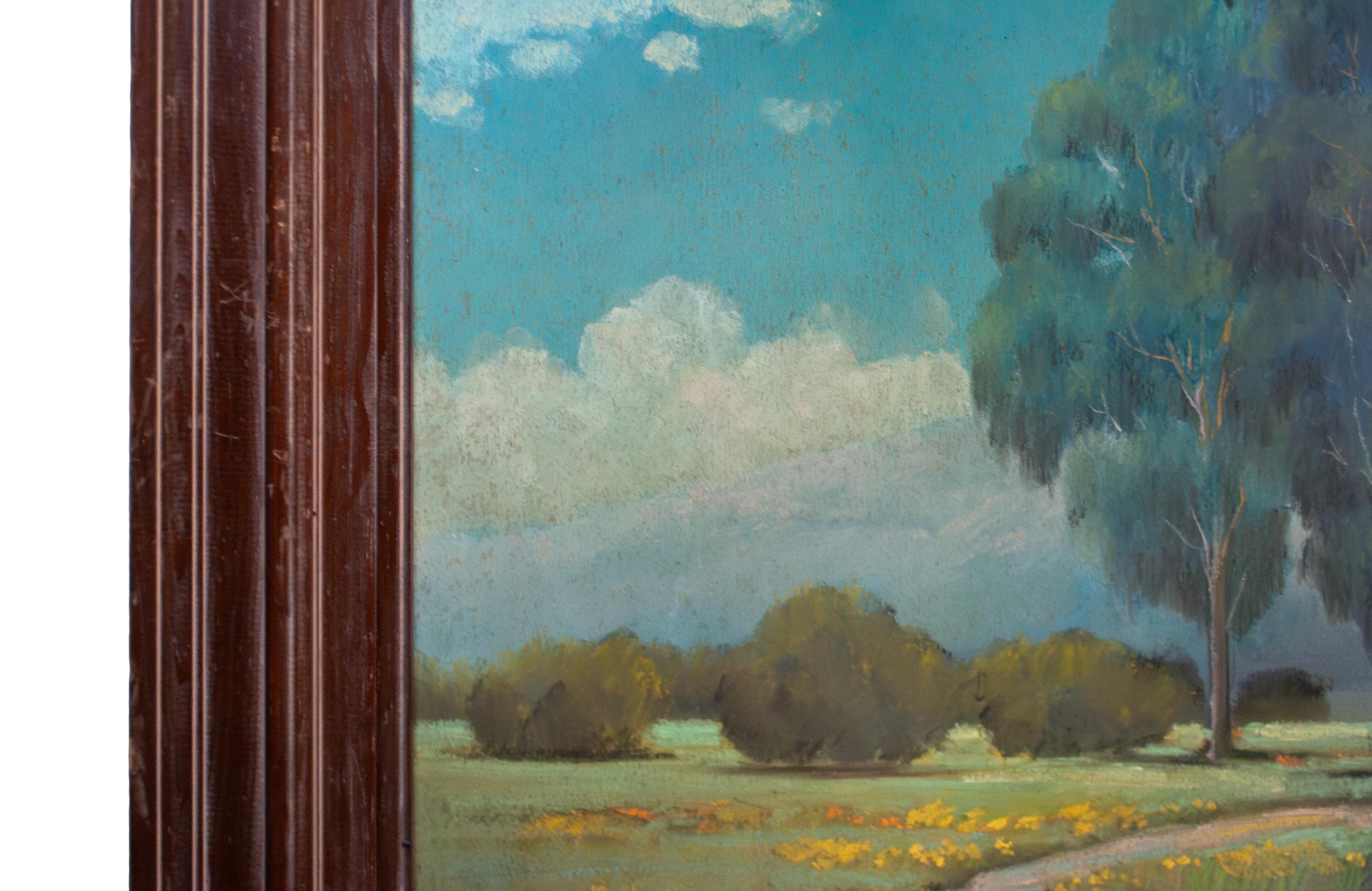 Antico dipinto di paesaggio a pastello impressionista americano Alameda California in vendita 7