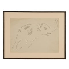Raro dibujo original abstracto en grafito de elefante Catálogo razonado Ex-Christies