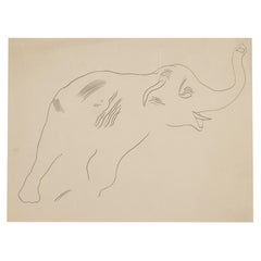 Raro dibujo original abstracto en grafito de elefante Catálogo razonado Ex-Christies