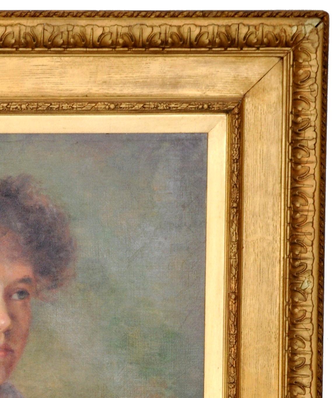 Ancienne huile sur toile anglaise de la fin du XIXe siècle représentant un portrait de femme, 1900 en vente 1