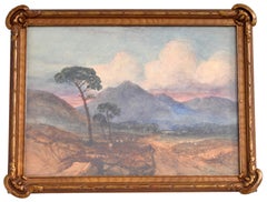 Antique Scottish Impressionist Watercolor Landscape Painting Dunbartonshire 