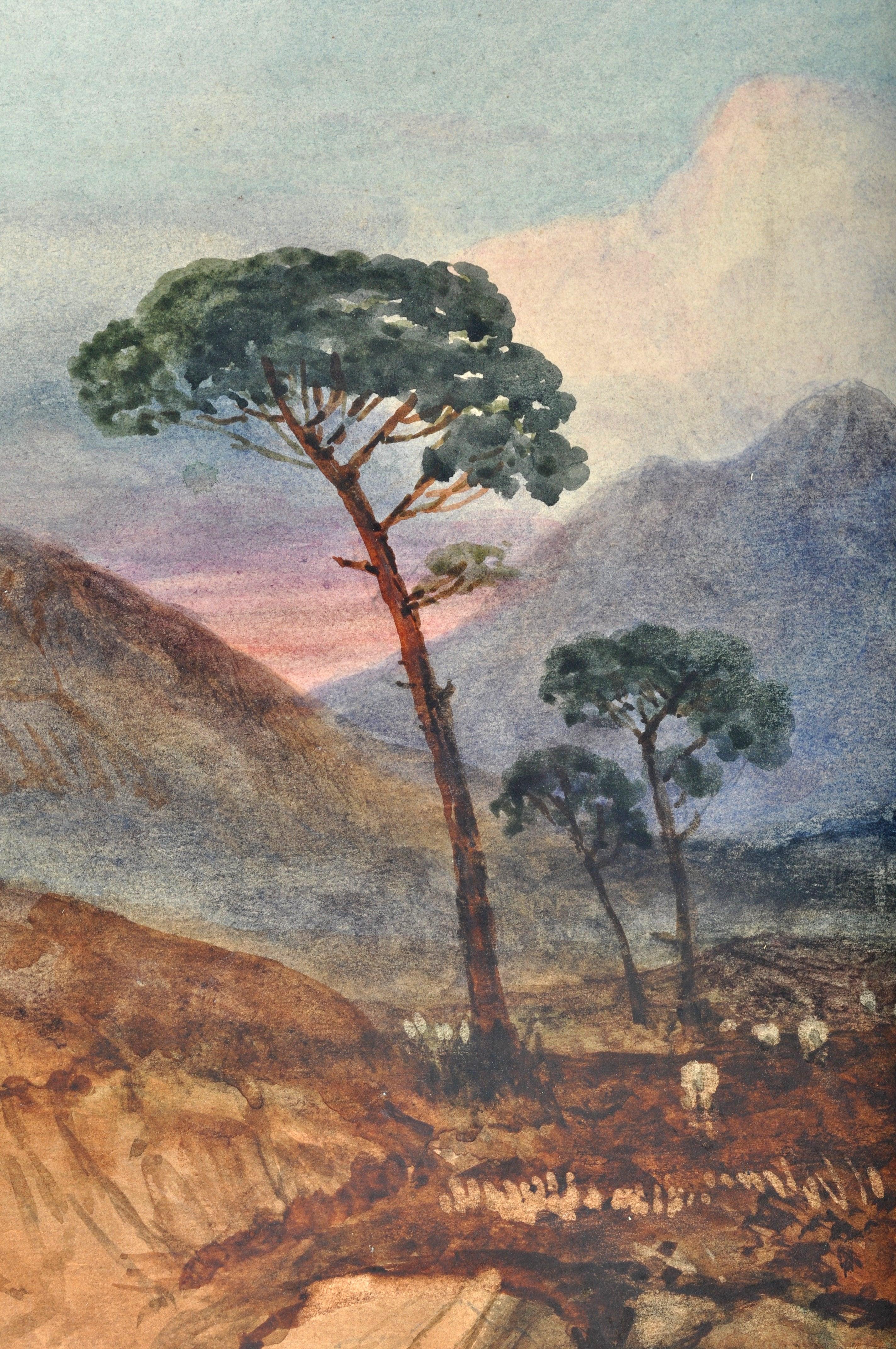 Antique Scottish Impressionist Watercolor Landscape Painting Dunbartonshire  1