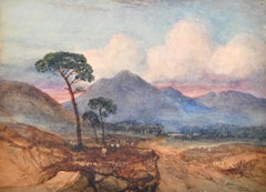 Antique Scottish Impressionist Watercolor Landscape Painting Dunbartonshire