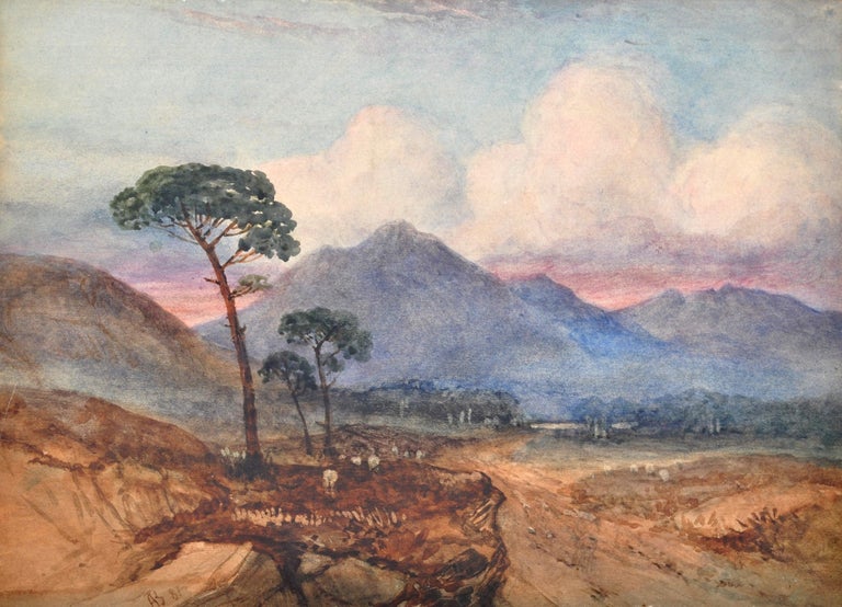 Antique Scottish Impressionist Watercolor Landscape Painting Dunbartonshire  For Sale 1