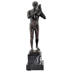 Antike österreichische neoklassizistische männliche Aktskulptur aus Bronze, Secessionist, um 1910