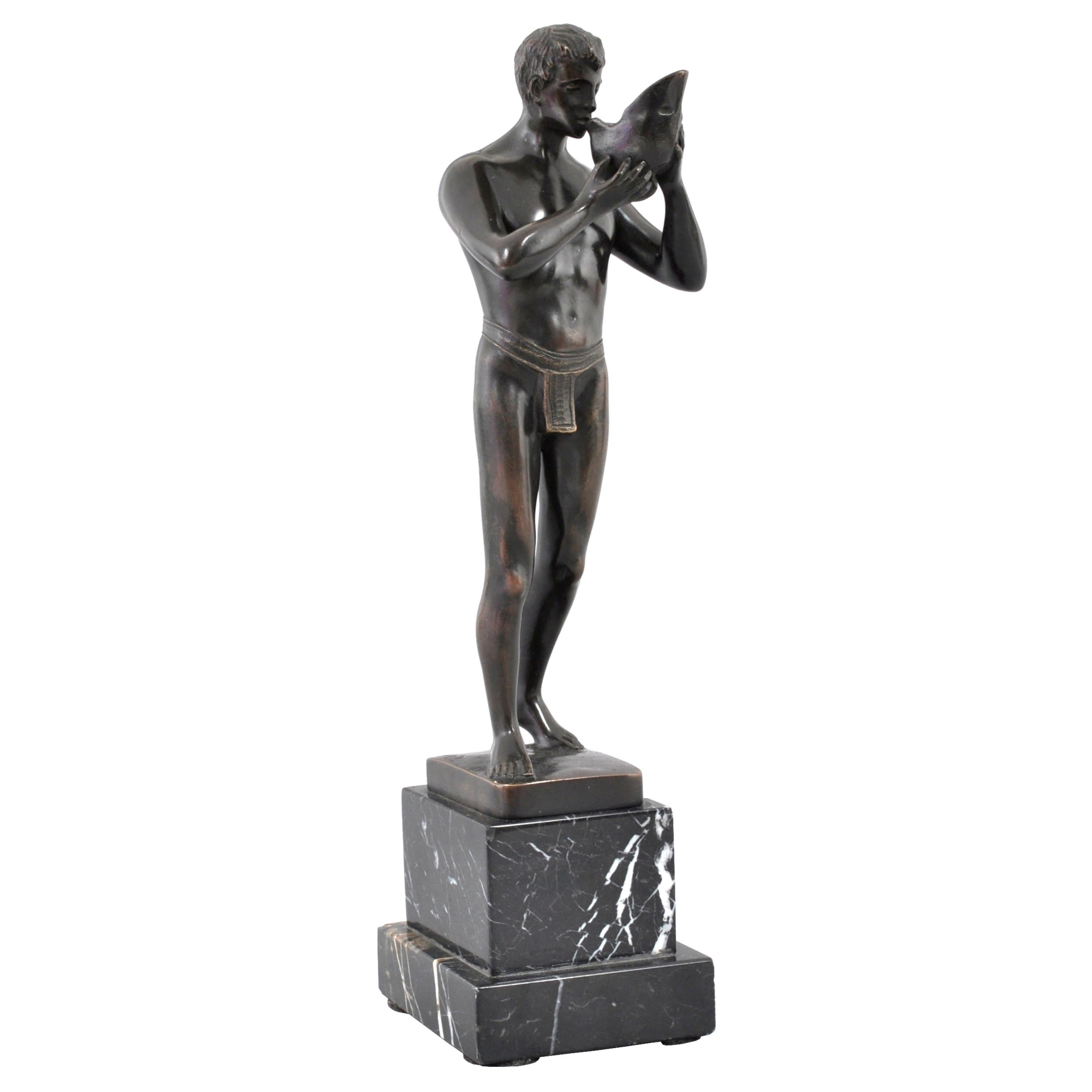Antique Austrian Neoclassical Bronze Male Nude Sculpture Secessionist Circa 1910