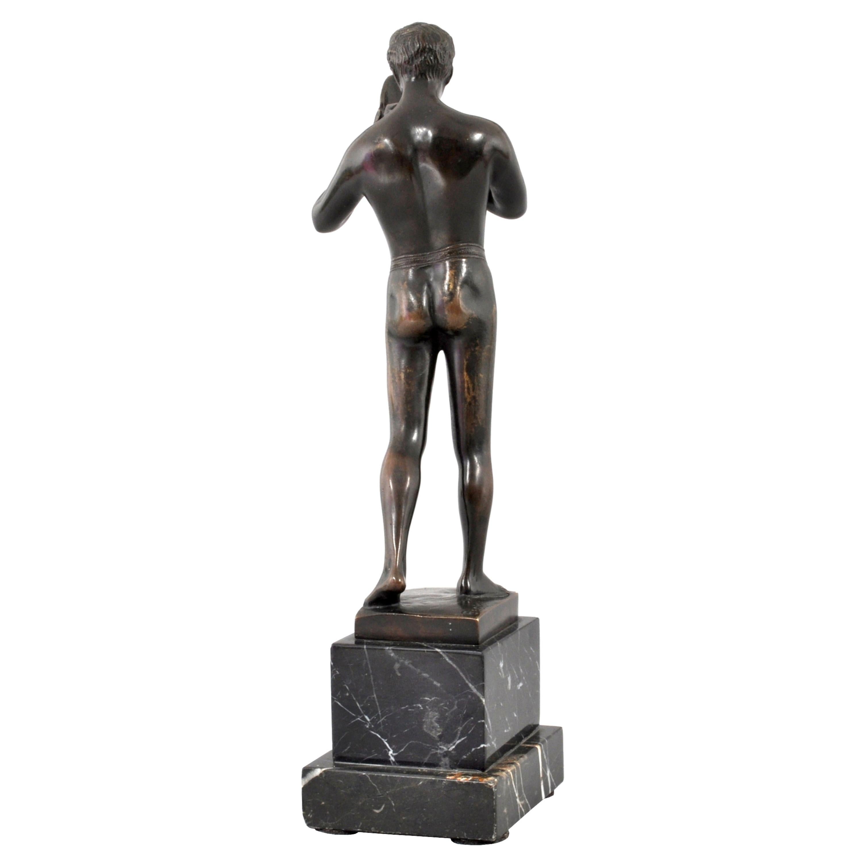 Antique Austrian Neoclassical Bronze Male Nude Sculpture Secessionist Circa 1910 - Gold Figurative Sculpture by Ernst Beck