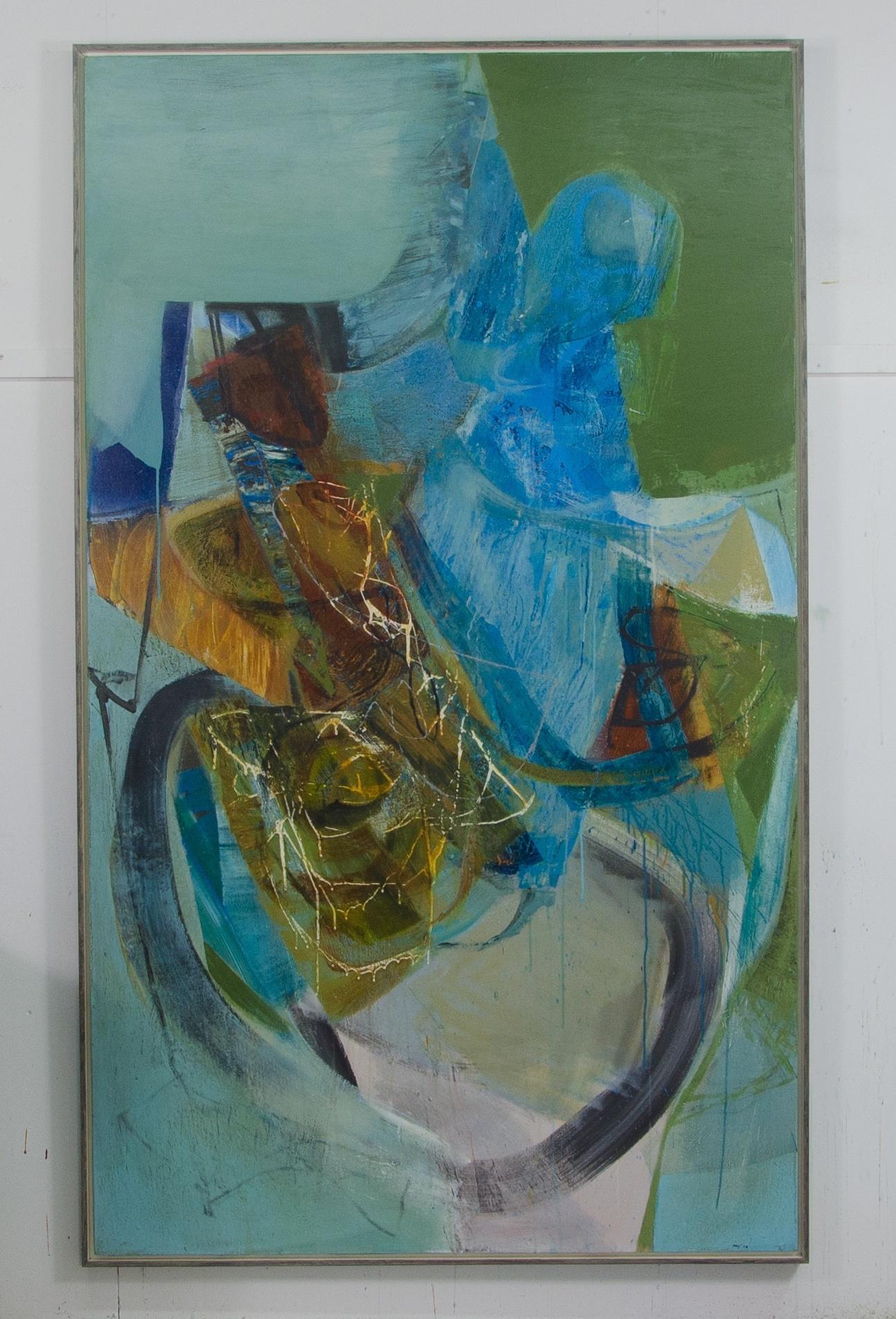 Peter Joyce, Pervading Greens, large abstract painting. Liminal, Expressive For Sale 1