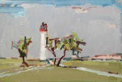 Lighthouse II, St-Martin-de-Ré - French coastal scene, green and grey