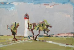 Lighthouse II, St-Martin-de-Ré - French coastal scene, green and grey