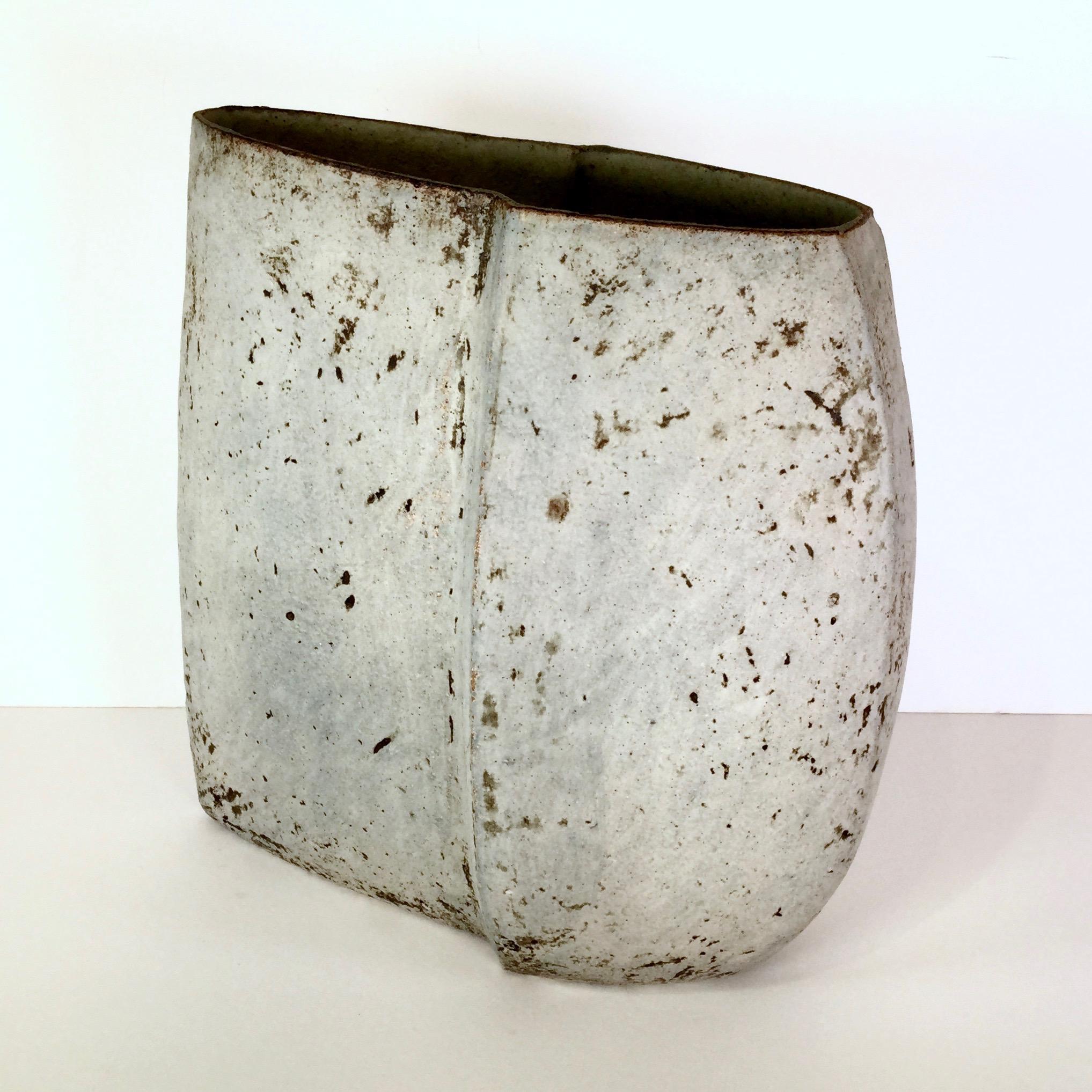 Irregular vessel III - ceramic pot, chalky, dry cream glaze