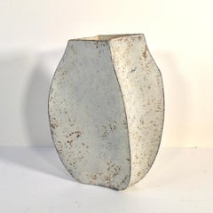 Used Paul Philp, Freeform Oval Vessel I. Stoneware ceramic, dry glaze, chalky, cream