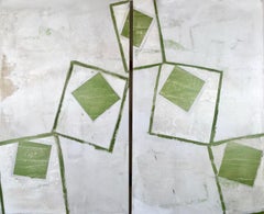 Daisy Cook, Interval, large oil painting. Abstract, Geometric, Diptych