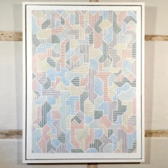 City - large oil painting, abstract, geometric, london, system, linear, modern
