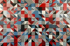 Red Blue, Black - large oil painting, abstract, constructivist, geometric