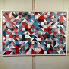 Red Blue, Black - large oil painting, abstract, constructivist, geometric