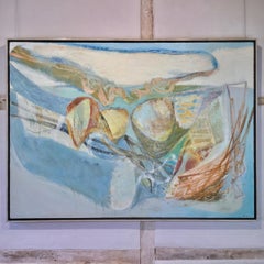 Blue Landscape - abstract painting, large scale, France, England, contemporary