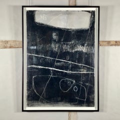 Out of the Darkness - black abstract painting, dark s'graffiti, monochrome