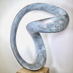 Richard Fox, Moebius IV. Large bronze sculpture on oak plinth, indoor, outdoor