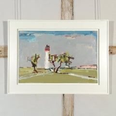 Lighthouse II, St-Martin-de-Ré - French coastal scene, green and grey