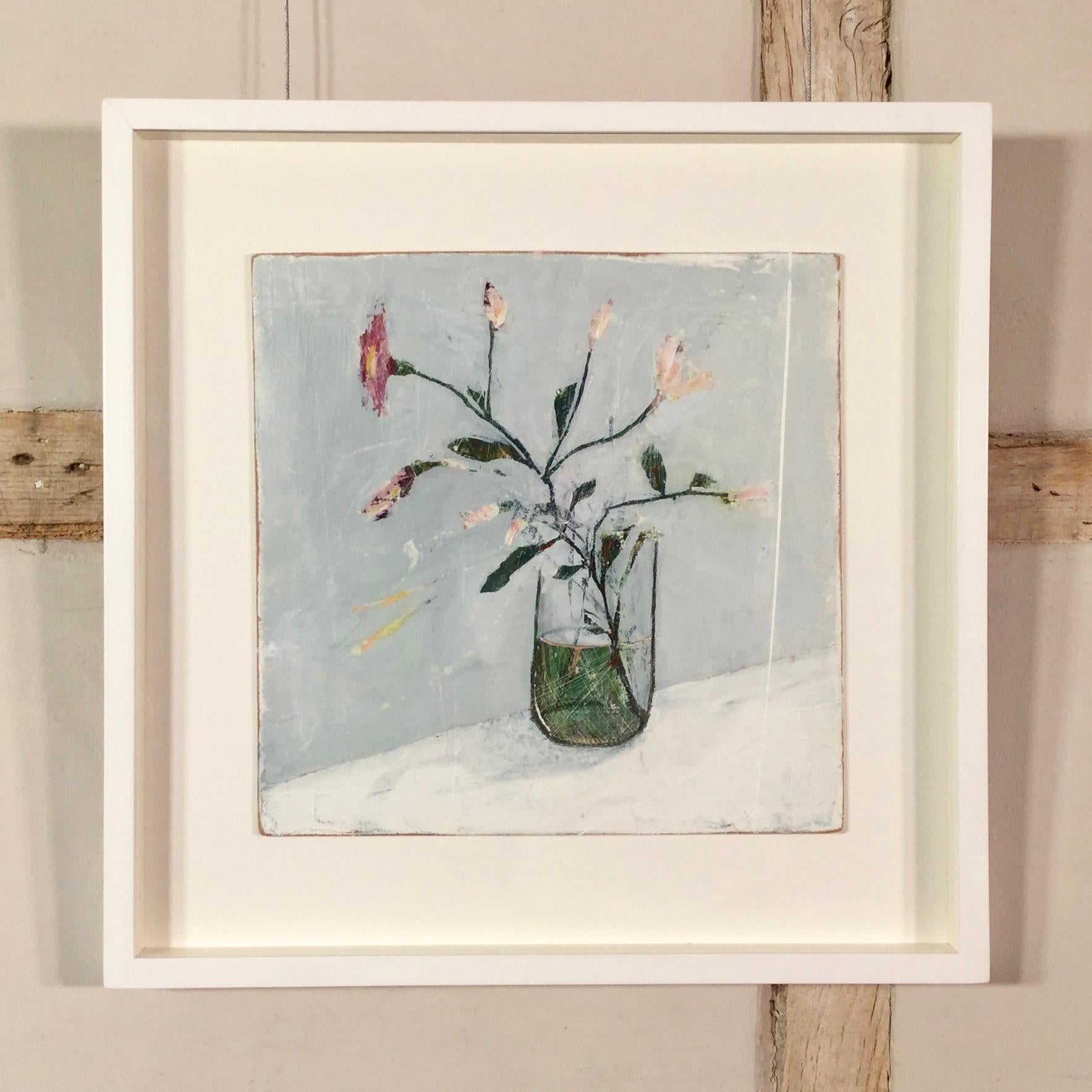 From the Garden, Jane Skingley. Still life oil painting, flowers in a glass vase For Sale 1