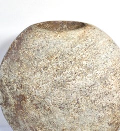 Large oval vessel, Paul Philp. Flat decorative pot, moon vase, chalky surface